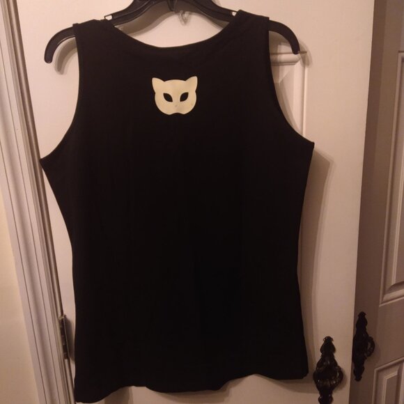 NWT GLOW IN THE DARK Cat Cameo Tank Top Banned Apparel Alternative Cobweb Kitty - Picture 4 of 14